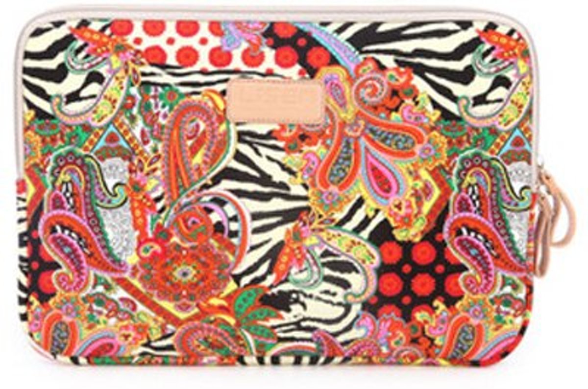 Luxe Laptophoes Print met Ritssluiting | Zebra Multicolor | 13 inch | Laptop Accessoires